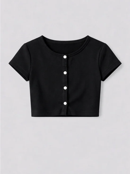 NWT Little Yarn Betty Mini Crop in Black Cotton - Xs/S - Picture 2 of 7